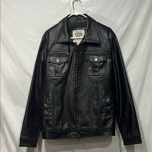 Faded Glory Men's Black Faux Leather Motorcycle Jacket